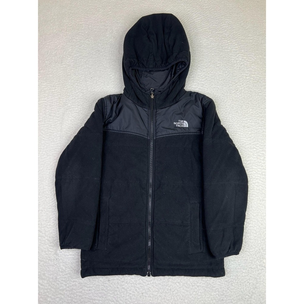 The North Face Jacket Boys S 7/8 Black Reversible Fleece Hooded Insulated